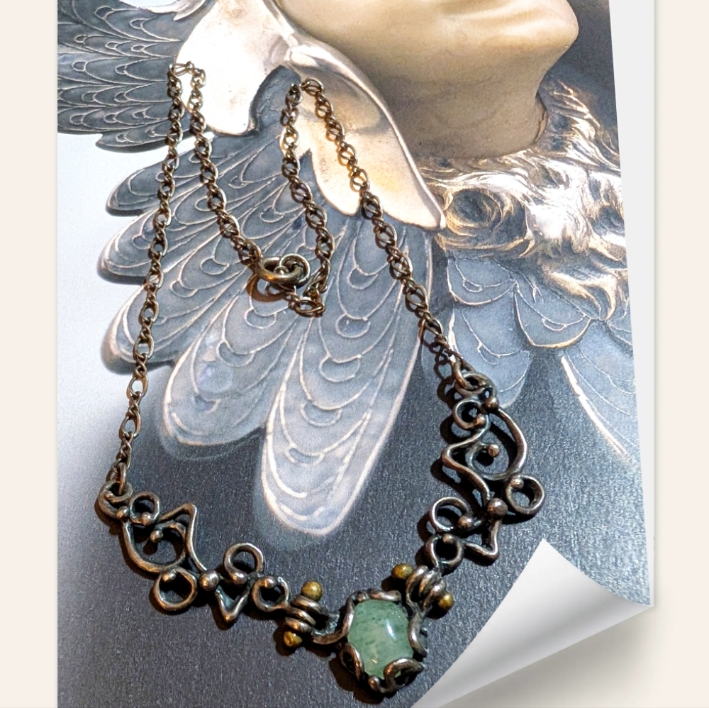 Jack Boyd 70s Aventurine Sterling Bronze Necklace - Picture 6 of 8